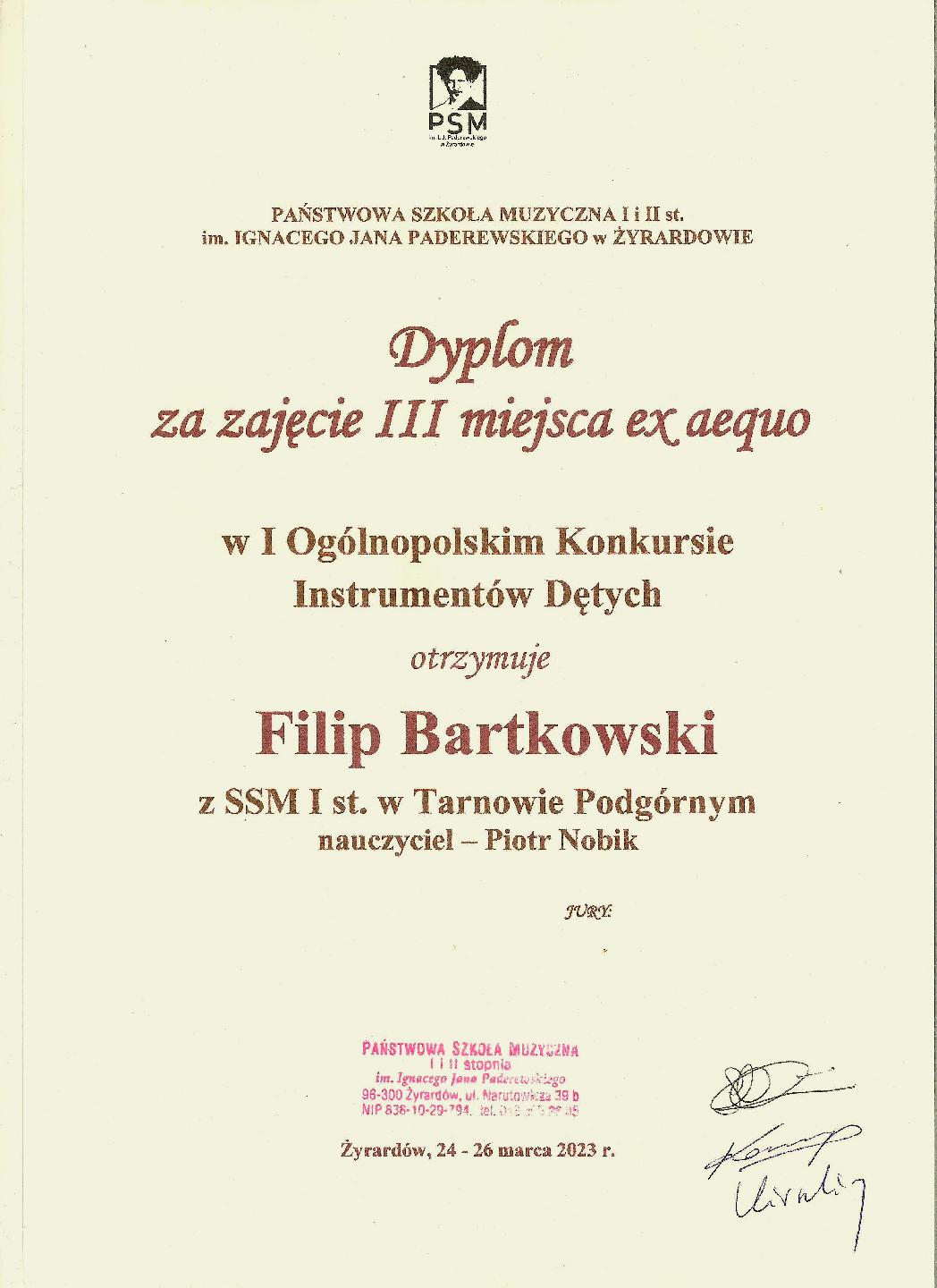 I Ogólnopolski Konkurs Instrumentów Dętych w Żyrardowie 24 - 26 III 2023