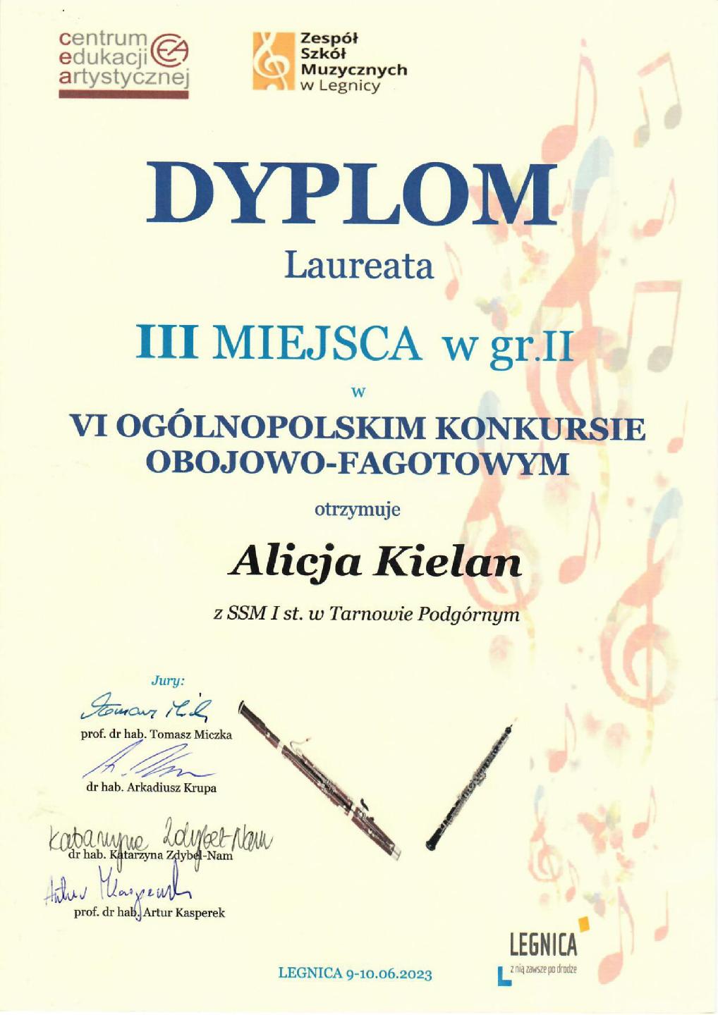 VI Ogólnopolski Konkurs Obojowo - Fagotowy w Legnicy 9 - 10 VI 2023